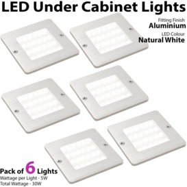 6x ALUMINIUM Ultra-Slim Square Under Cabinet Kitchen Light & Driver Kit - Natural White LED - thumbnail 2