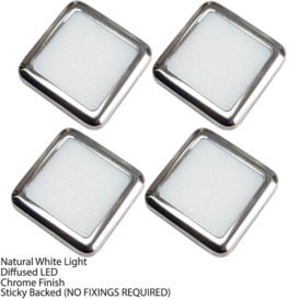 Square LED Plinth Light Kit 4 NATURAL WHITE Spotlights Kitchen Bathroom Panel - thumbnail 3