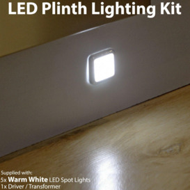 Square LED Plinth Light Kit 5 WARM WHITE Spotlights Kitchen Bathroom Floor Panel - thumbnail 1