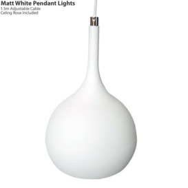 Hanging Ceiling Pendant Light 3x Matt White & Copper Kitchen Lamp Built in LED - thumbnail 3