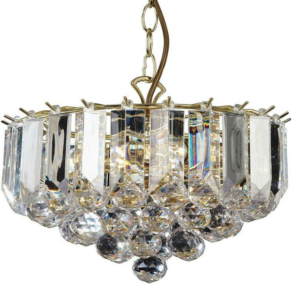 3 Light Chandelier Pendant BRASS & ACRYLIC Shade Hanging Ceiling Lamp Holder - image 1