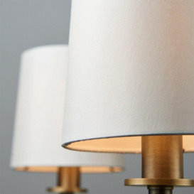 Multi Light Ceiling Pendant 3 Bulb ANTIQUE BRASS & WHITE Chandelier Lamp Shade - thumbnail 3