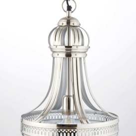 Hanging Ceiling Pendant Light Nickel & Clear Glass Vintage Lamp Bulb Lantern - thumbnail 3