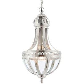 Hanging Ceiling Pendant Light Nickel & Clear Glass Vintage Lamp Bulb Lantern - thumbnail 1