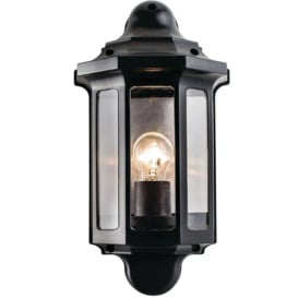 IP44 Outdoor Wall Light Satin Black Half Lantern Traditional Dimmable Porch Lamp - thumbnail 3