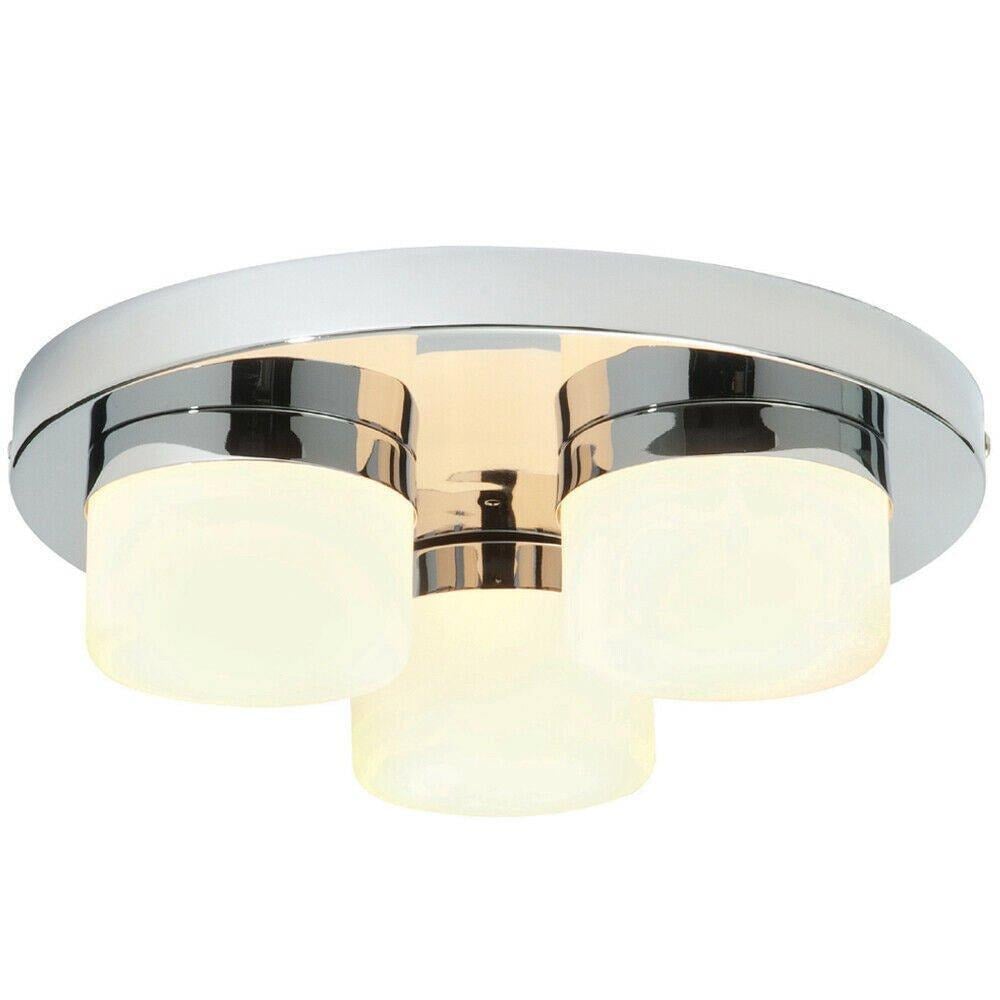 IP44 Bathroom Ceiling Light Chrome & Opal Glass Shade Moisture Resistant Shower - image 1