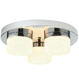 IP44 Bathroom Ceiling Light Chrome & Opal Glass Shade Moisture Resistant Shower - thumbnail 1