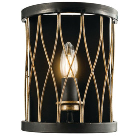Dimmable LED Wall Light Industrial Matt Black & Bronze Cage Hanging Lamp Fitting - thumbnail 1
