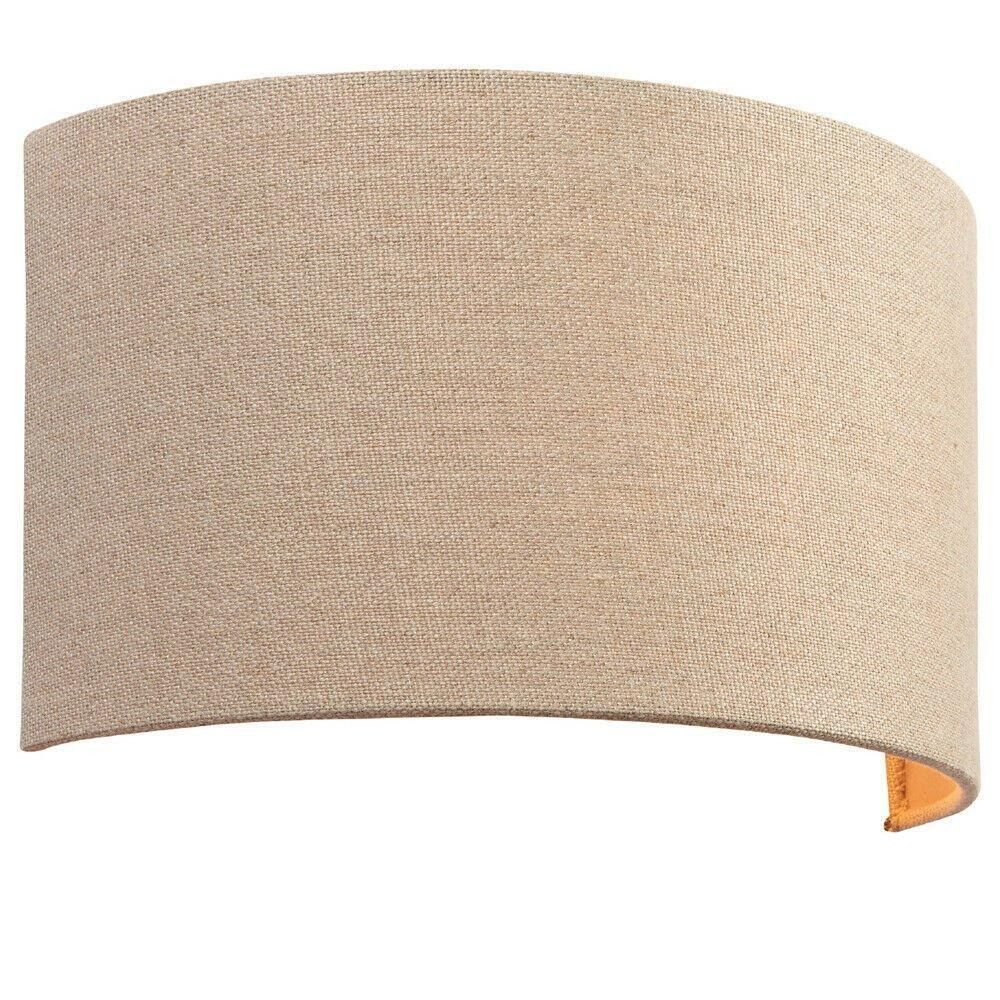 Fabric LED Wall Light Natural Neutral Semi Circle Linen Shade Sleek Lamp Fitting - image 1