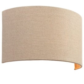 Fabric LED Wall Light Natural Neutral Semi Circle Linen Shade Sleek Lamp Fitting - thumbnail 1