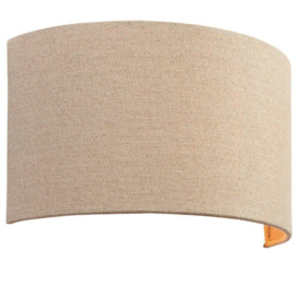 Fabric LED Wall Light Natural Neutral Semi Circle Linen Shade Sleek Lamp Fitting
