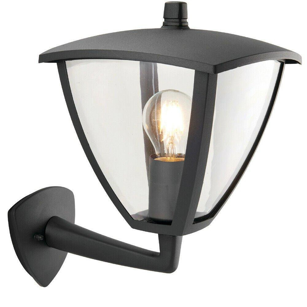 IP44 Outdoor Wall Lamp Textured Grey Curved Modern Lantern Porch Dome Light - image 1