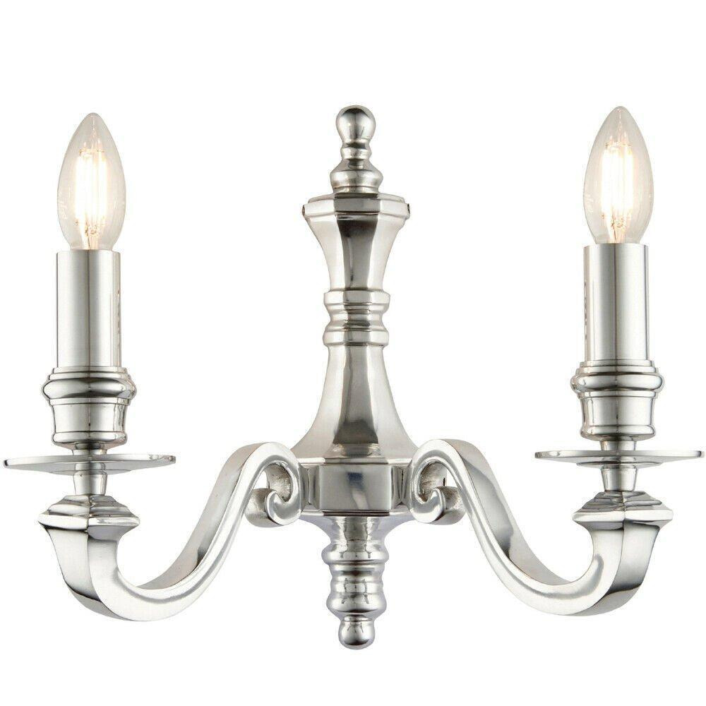 Dimmable Twin Wall Light Polished Aluminium Candelabra Style Modern Lamp Fitting - image 1