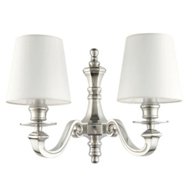 Dimmable Twin Wall Light Polished Aluminium Candelabra Style Modern Lamp Fitting - thumbnail 3