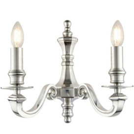 Dimmable Twin Wall Light Polished Aluminium Candelabra Style Modern Lamp Fitting