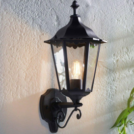 IP44 Outdoor Wall Light Matt Black & Glass Traditional Lantern Porch Dimmable - thumbnail 3