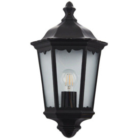 IP44 Outdoor Wall Light Matt Black Traditional Lantern Porch Flush Dimmable Lamp