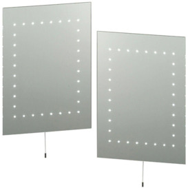 2 PACK IP44 LED Bathroom Mirror 50cm x 39cm Vanity Wall Light Energy Efficient - thumbnail 1
