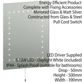 2 PACK IP44 LED Bathroom Mirror 50cm x 39cm Vanity Wall Light Energy Efficient - thumbnail 3