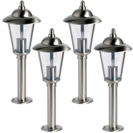 4 PACK Outdoor Post Lantern Light Stainless Steel Gate Wall Path Porch Lamp LED - thumbnail 1