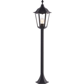 2 PACK Outdoor Lamp Post Lantern Bollard Light Matt Black & Glass 1m Tall LED - thumbnail 2