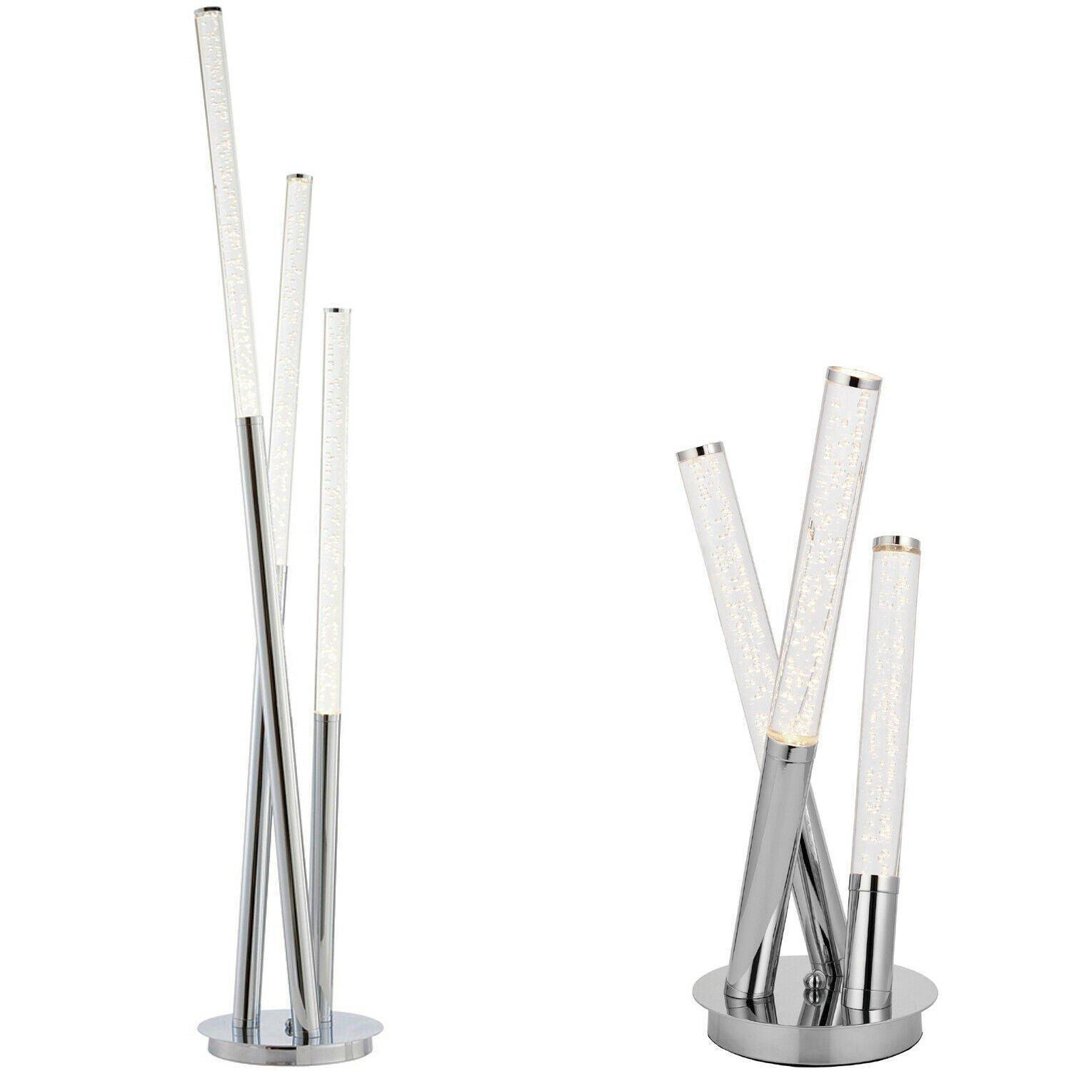 Standing Floor & Table Lamp Set Chrome & Acrylic Multi Arm Icicle Spike Light - image 1