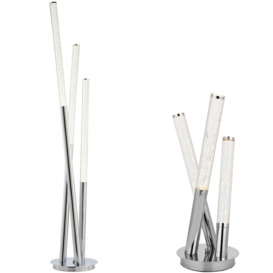 Standing Floor & Table Lamp Set Chrome & Acrylic Multi Arm Icicle Spike Light