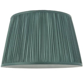 "14"" Elegant Round Tapered Drum Lamp Shade Fir Green Gathered Pleated Silk Cover" - thumbnail 3