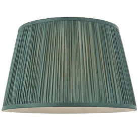"14"" Elegant Round Tapered Drum Lamp Shade Fir Green Gathered Pleated Silk Cover"