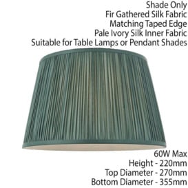 "14"" Elegant Round Tapered Drum Lamp Shade Fir Green Gathered Pleated Silk Cover" - thumbnail 2