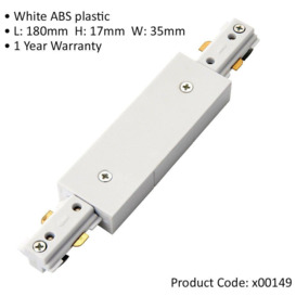 Commercial Track Light Central Connector - 180mm Length - White ABS Rail System - thumbnail 2