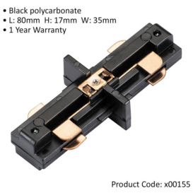 Commercial Track Light Internal Connector - 80mm Length - Black Pc Rail System - thumbnail 2