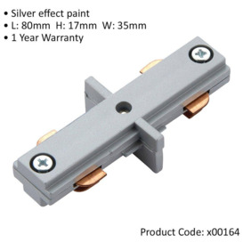 Commercial Track Light Internal Connector - 80mm Length - Silver Rail System - thumbnail 2
