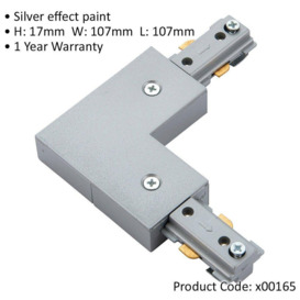 Commercial Track Light L Corner Connector - 107mm x 107mm - Silver Rail System - thumbnail 2
