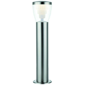 500mm Outdoor LED Lamp Post Bollard Round Brushed Steel 10W Cool White Light - thumbnail 1