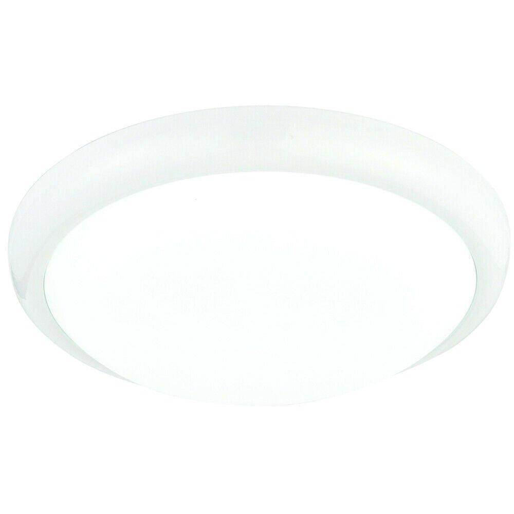 Round LED Flush Ceiling Light 15W Colour Changing White Gloss Indoor Bulkhead - image 1