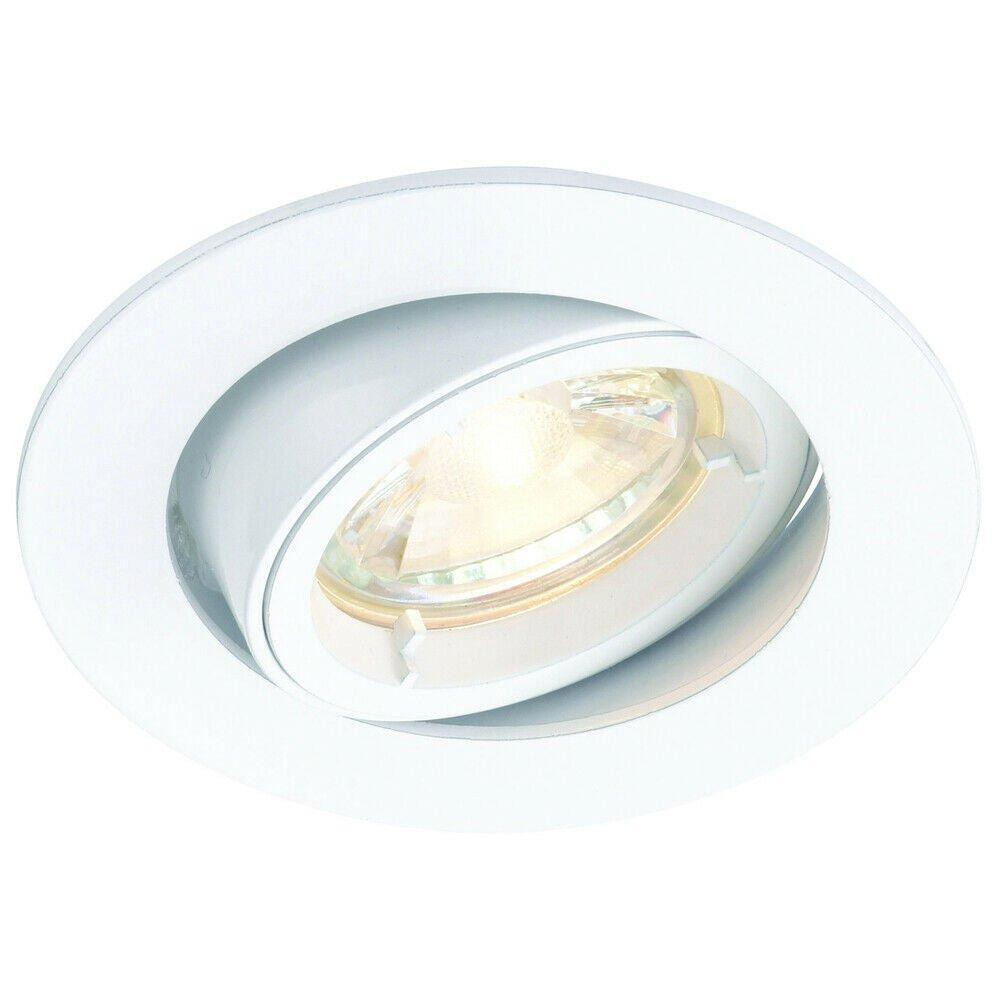 TILTING Round Recess Ceiling Down Light White 95mm Flush GU10 Lamp Fitting - image 1