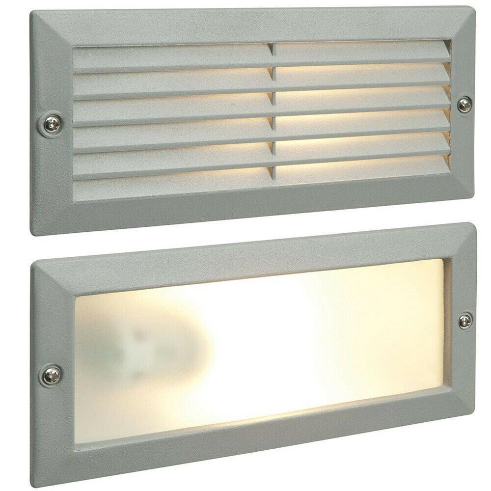 IP44 E27 LED Full Brick Accent Light Louvre Grill Supplied Grey & Frosted Glass - image 1