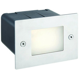 IP44 LED Half Brick Light Stainless Steel & Plain Frosted Glass 2W Cool White - thumbnail 1