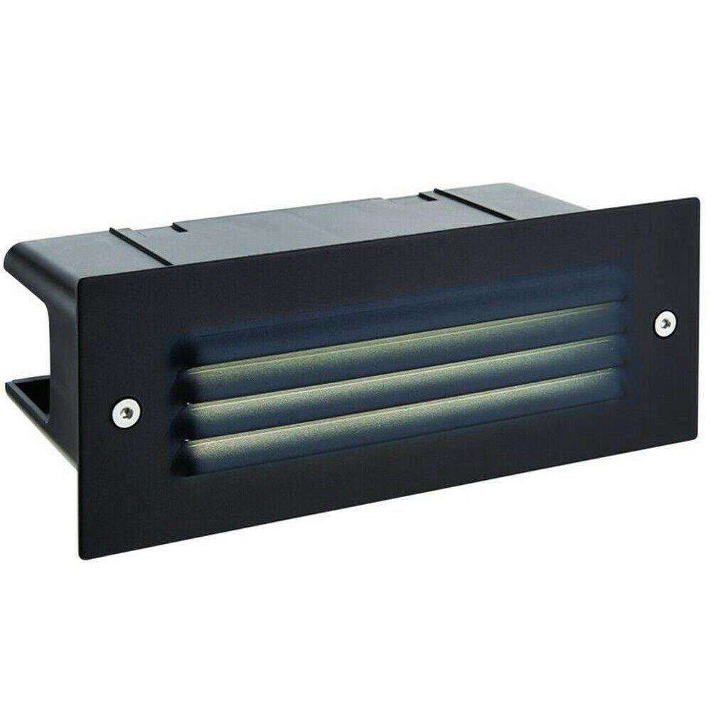 IP44 LED Full Brick Light Textured Black & Louvre Slotted Grill 3.5W Cool White - image 1