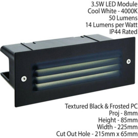IP44 LED Full Brick Light Textured Black & Louvre Slotted Grill 3.5W Cool White - thumbnail 2