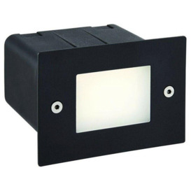 IP44 LED Half Brick Light Textured Black & Plain Frosted Glass 2W Cool White