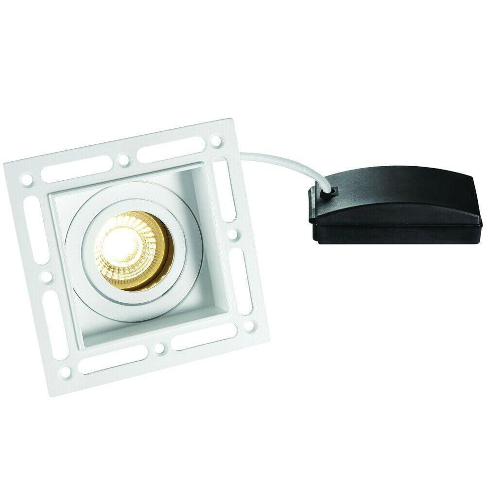 Invisible Plaster Over Square Ceiling Spotlight Matt White Adjustable Angle GU10 - image 1