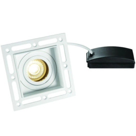Invisible Plaster Over Square Ceiling Spotlight Matt White Adjustable Angle GU10 - thumbnail 1