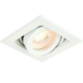 Single Square Adjustable Head Ceiling Spotlight White GU10 50W Box Downlight - thumbnail 1