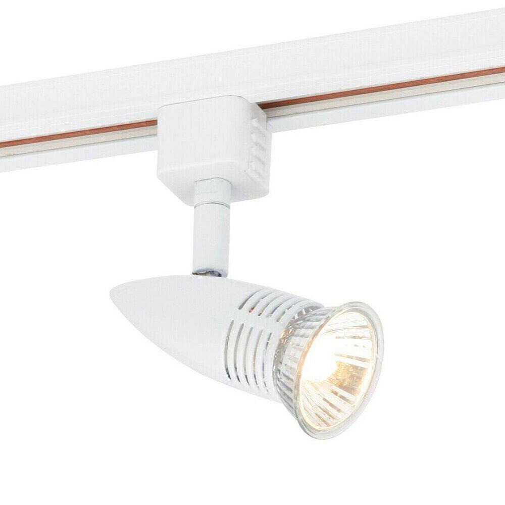 Adjustable Ceiling Track Spotlight Gloss White Single 7W GU10 Lamp Downlight - image 1