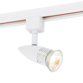 Adjustable Ceiling Track Spotlight Gloss White Single 7W GU10 Lamp Downlight - thumbnail 1