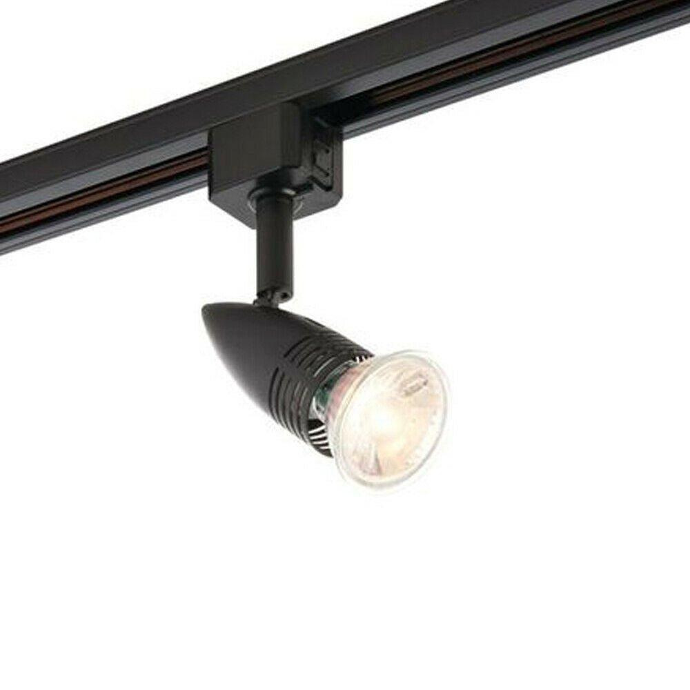 Adjustable Ceiling Track Spotlight Matt Black Single 7W Max GU10 Lamp Downlight - image 1