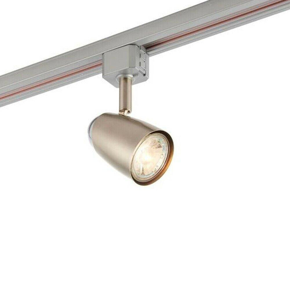 Adjustable Tilt Ceiling Track Spotlight Satin Chrome 50W Max GU10 Lamp Downlight - image 1