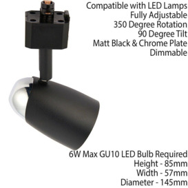 Adjustable Tilt Ceiling Track Spotlight Matt Black 50W Max GU10 Lamp Downlight - thumbnail 2